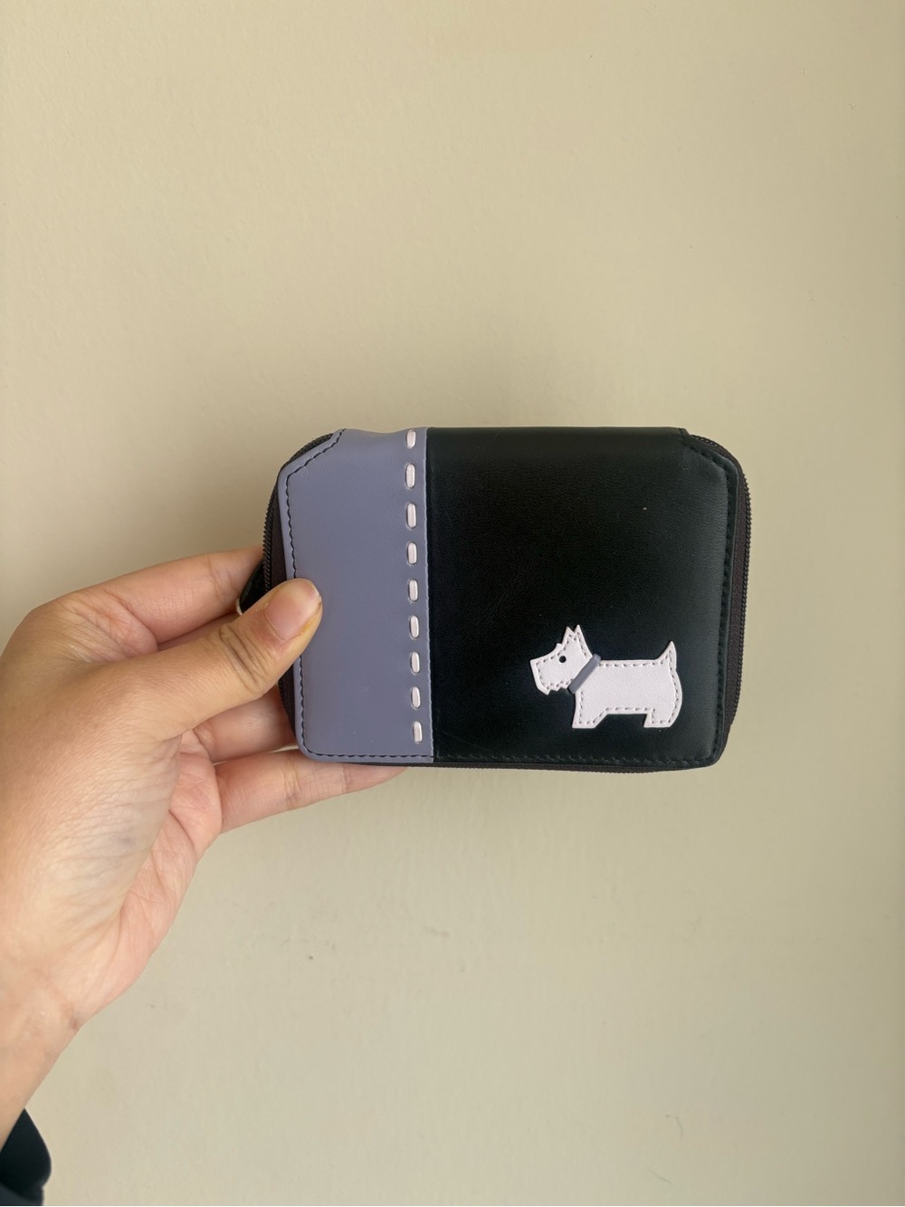Black & Lavender Zip Wallet with Dog Applique